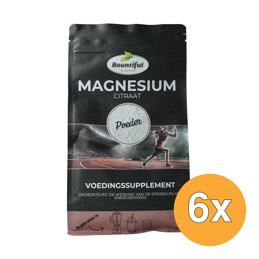 6x Bountiful Magnesium Citraat Poeder (500 gr)
