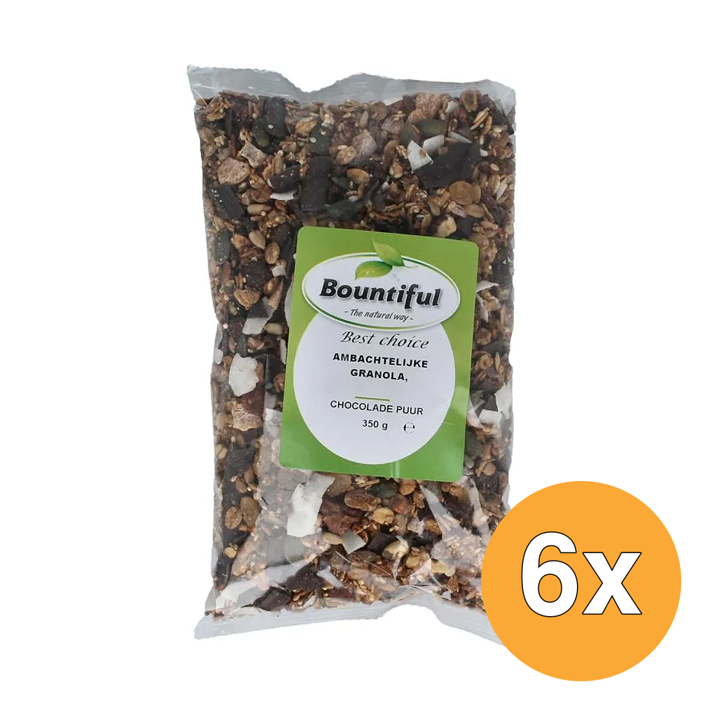 6x Bountiful Ambachtelijke Granola Chocola Puur (350 gr)