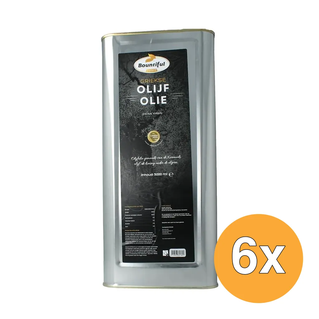 6x Bountiful Griekse Olijfolie Select Blik (5000 ml)