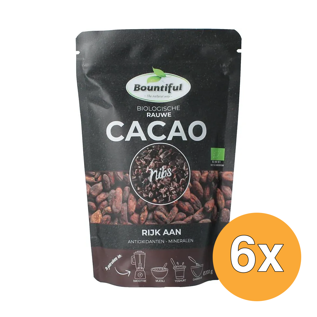 6x Bountiful Cacao Nibs Raw Bio (200 gr)