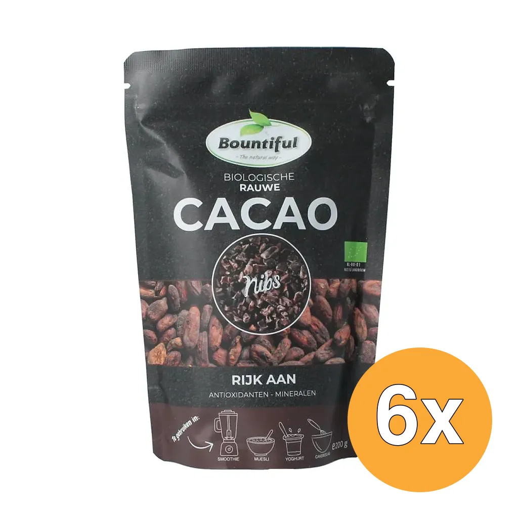 6x Bountiful Cacao Nibs Raw Bio (200 gr)