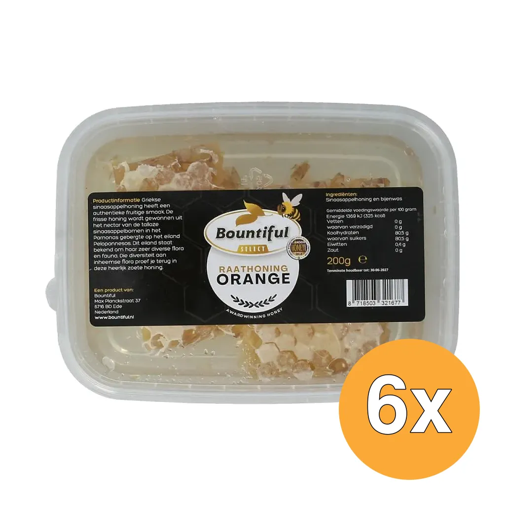 6x Bountiful Griekse Honingraat Sinaasappel (200 gr)