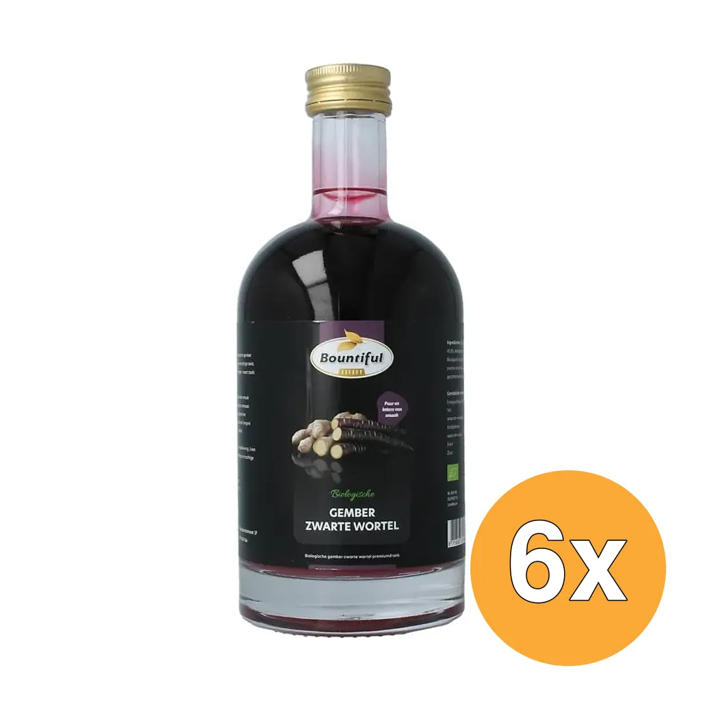 6x Bountiful Select Gember Sap Zwarte Wortel Bio (500 ml)