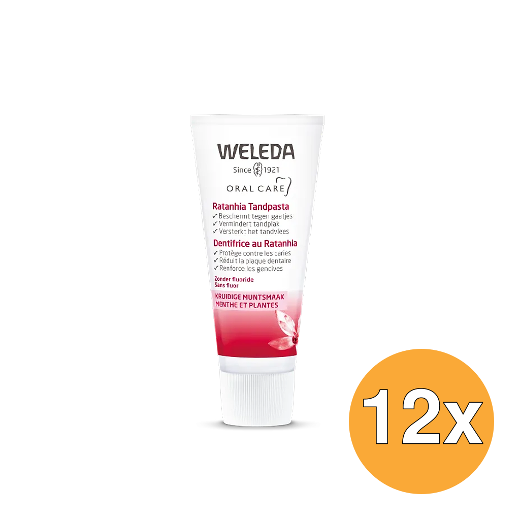12x WELEDA Oral care ratanhia tandpasta (75 ml)