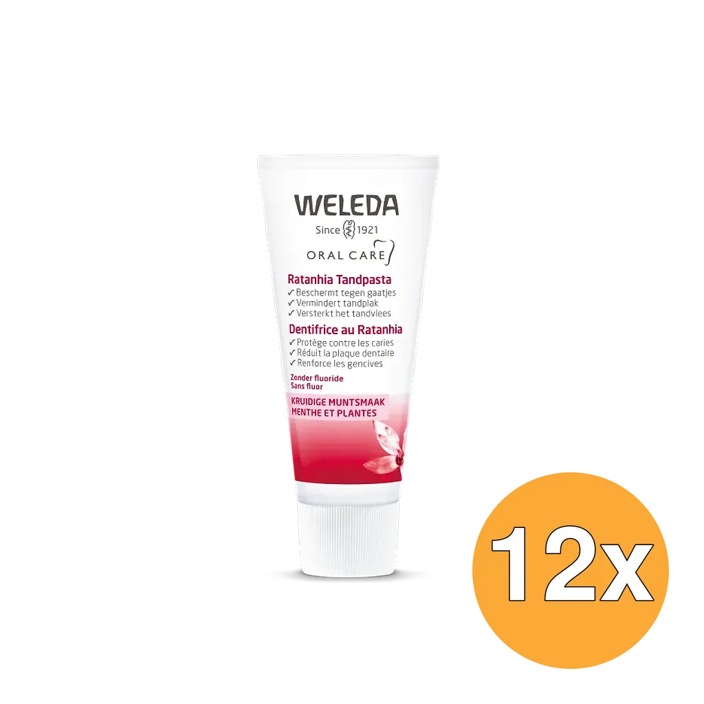 12x WELEDA Oral care ratanhia tandpasta (75 ml)
