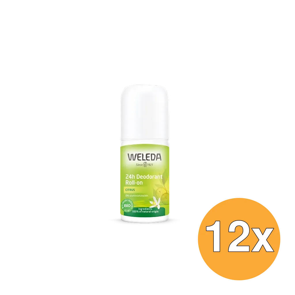 12x WELEDA 24H Deodorant Roll On citrus (50 ml)