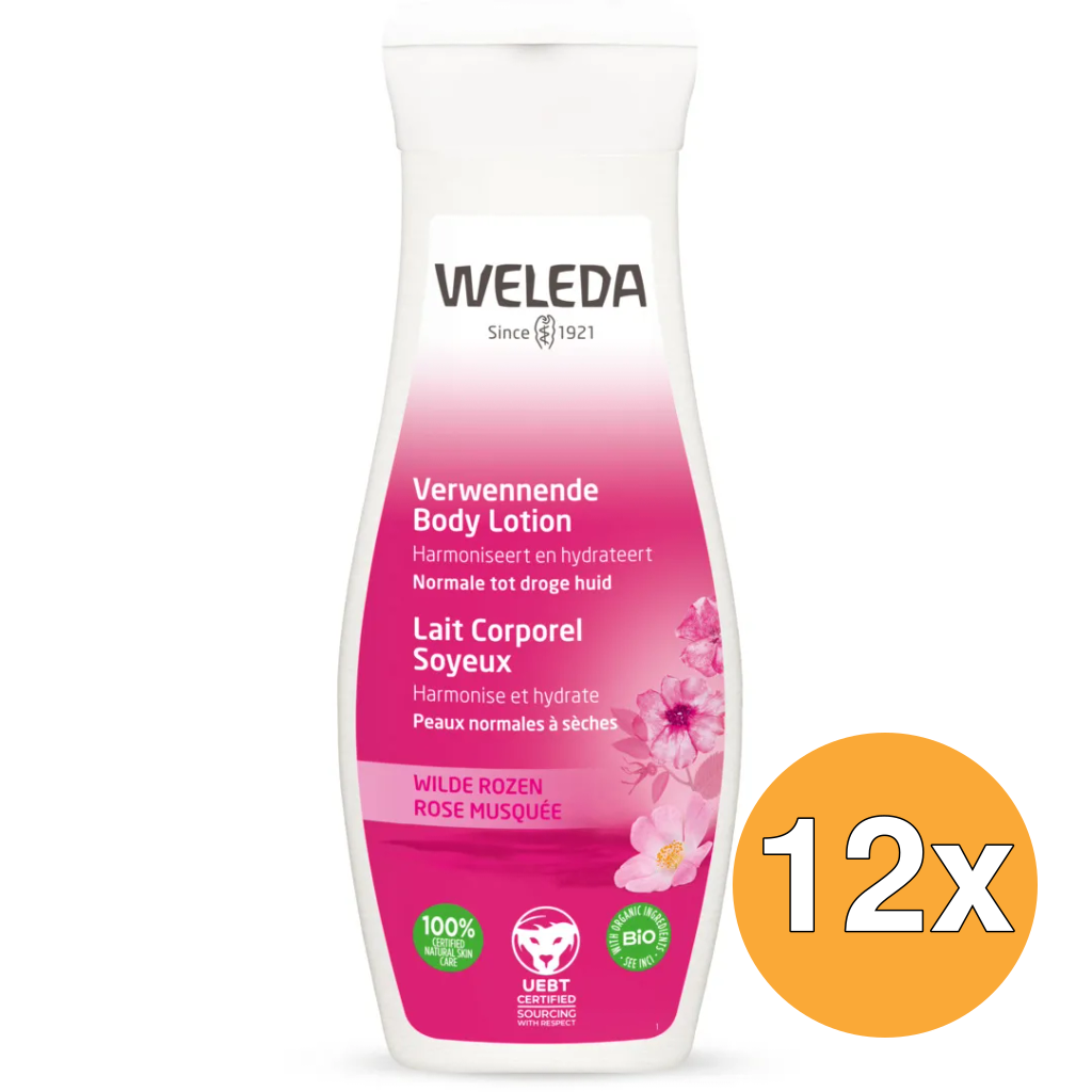 12x WELEDA Wilde rozen verwennende bodylotion (200 ml)