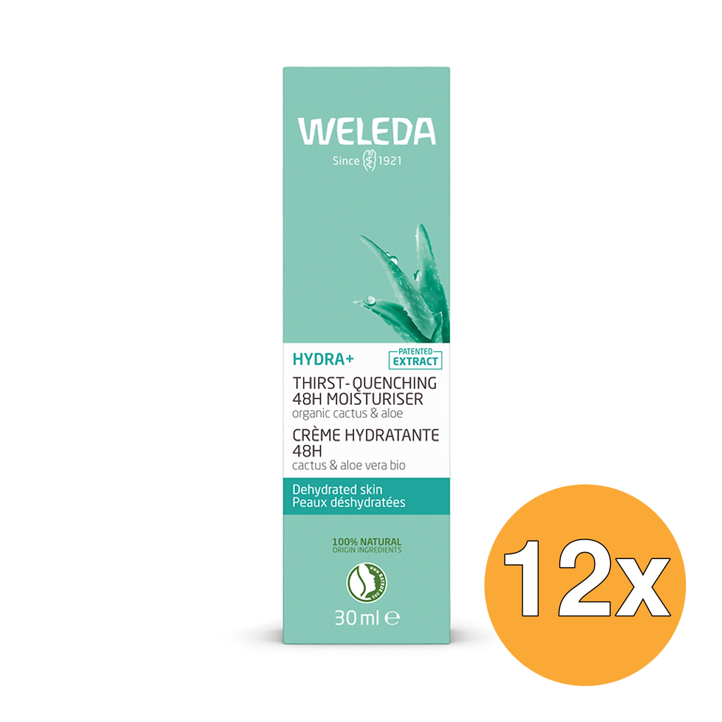 12x Weleda Hydra+ 48H Hydraterende Gezichtscreme (30 ml)