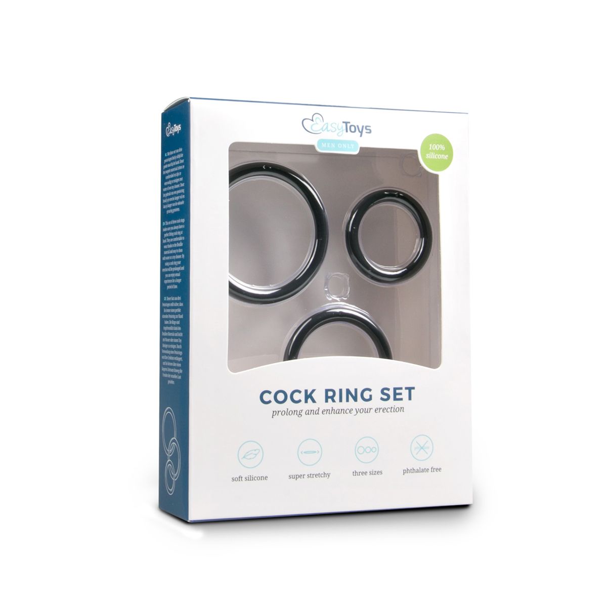 Easytoys Men Only Cockring set - drie maten - zwart (1 stuk)
