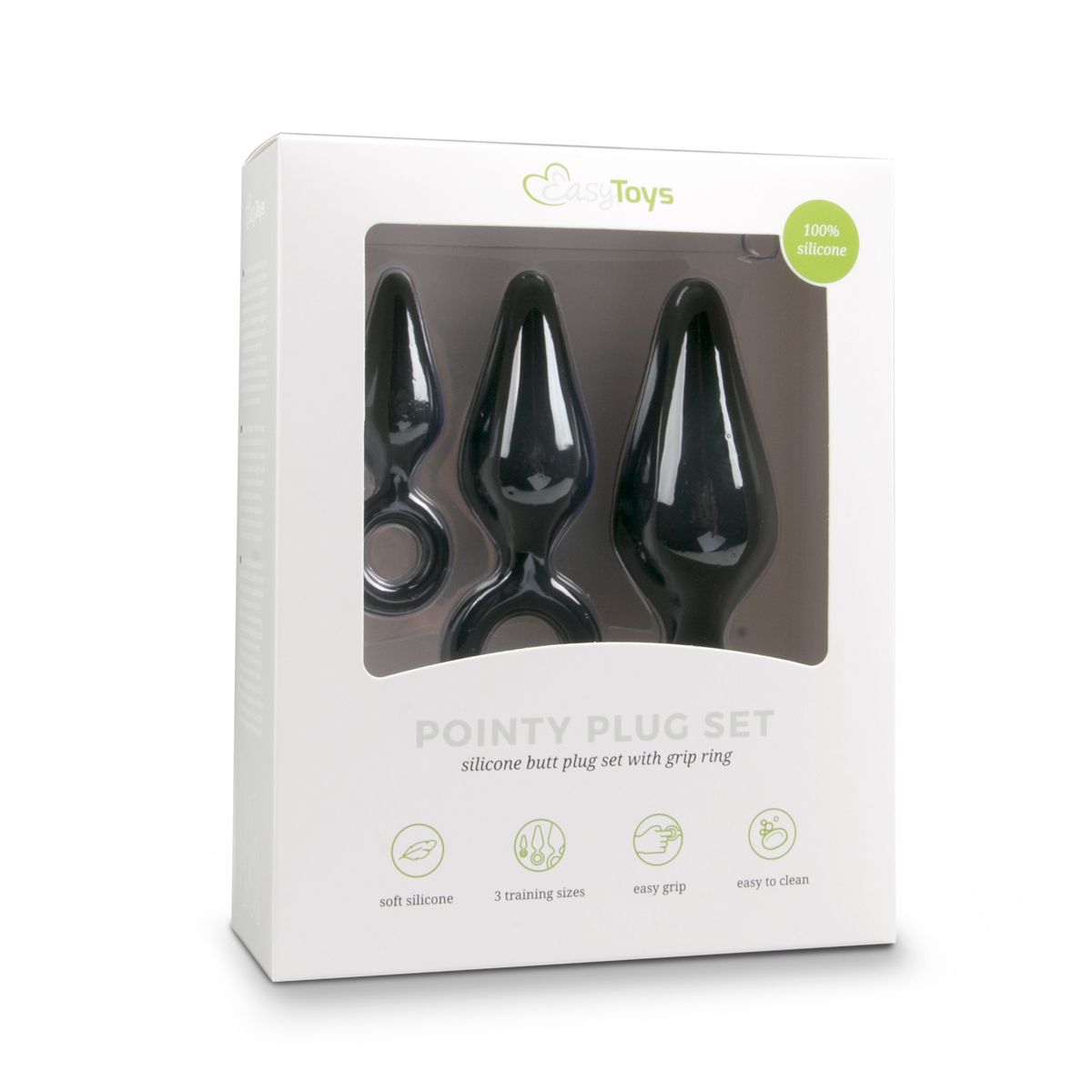 Easytoys Anal Collection Zwarte buttplugs met trekring - setje (3 stuks)