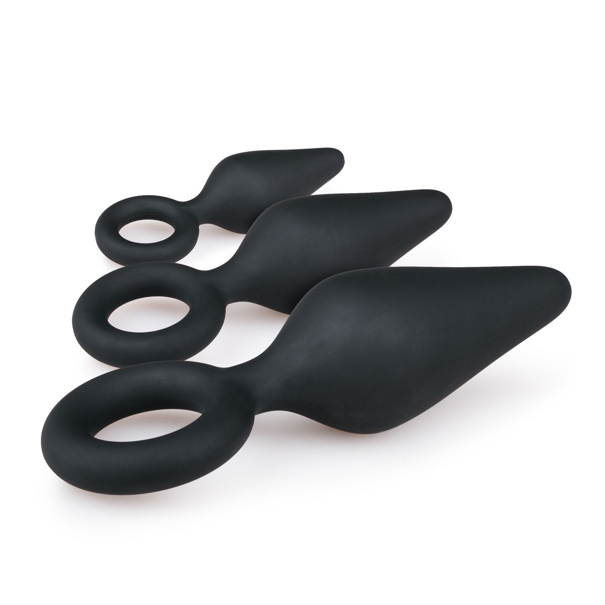 Easytoys Anal Collection Zwarte buttplugs met trekring - setje (3 stuks) - image 3