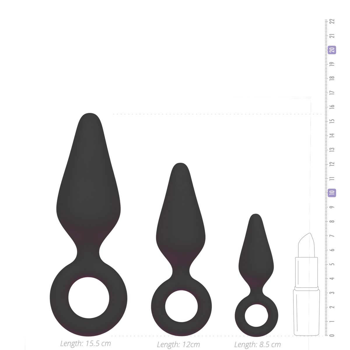 Easytoys Anal Collection Zwarte buttplugs met trekring - setje (3 stuks) - image 4