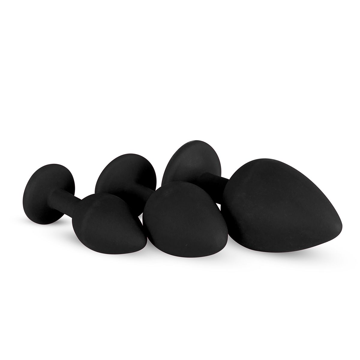 Easytoys Anal Collection Siliconen Buttplug Met Diamant - Zwart (3 stuks)