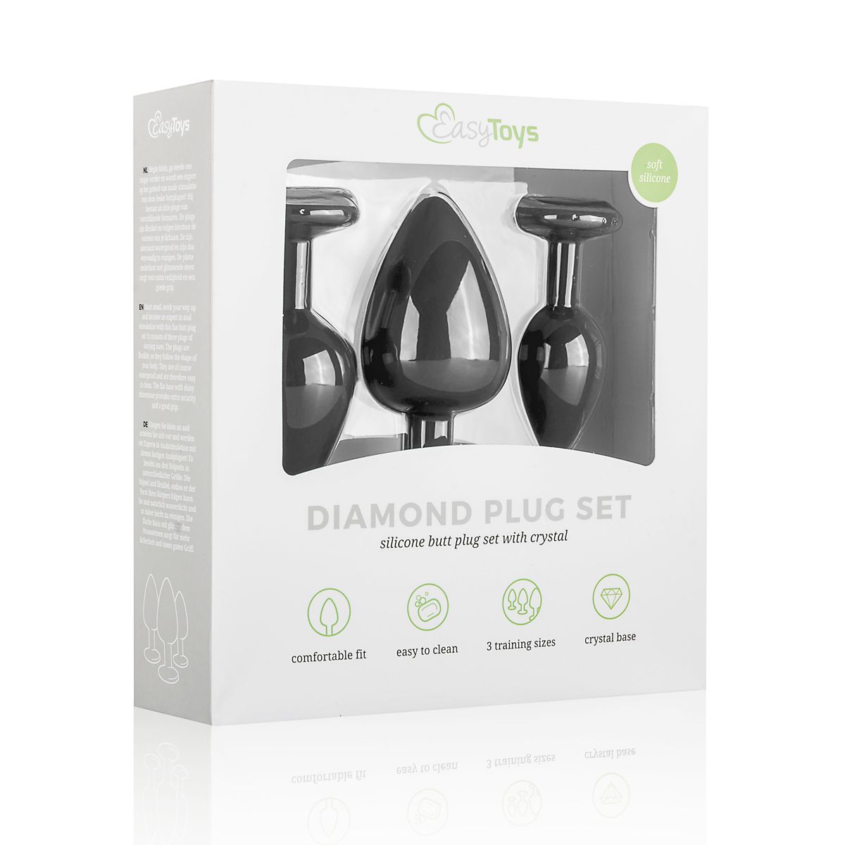 Easytoys Anal Collection Siliconen Buttplug Met Diamant - Zwart (3 stuks) - image 4