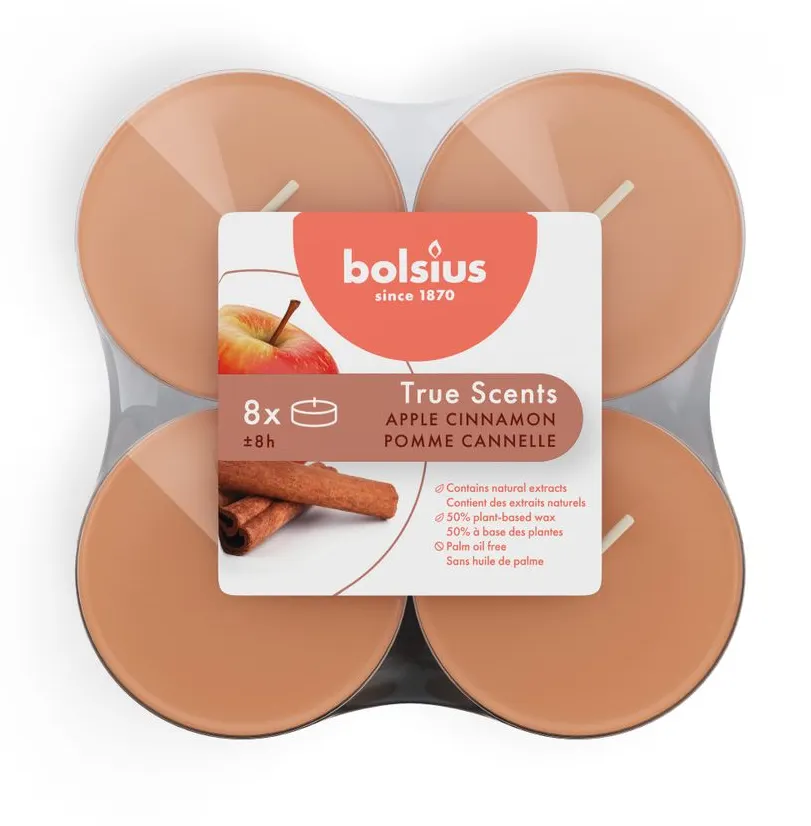 Bolsius True Scents Maxilichten Clear Cup 8U Apple Cinnamon (1 stuk)