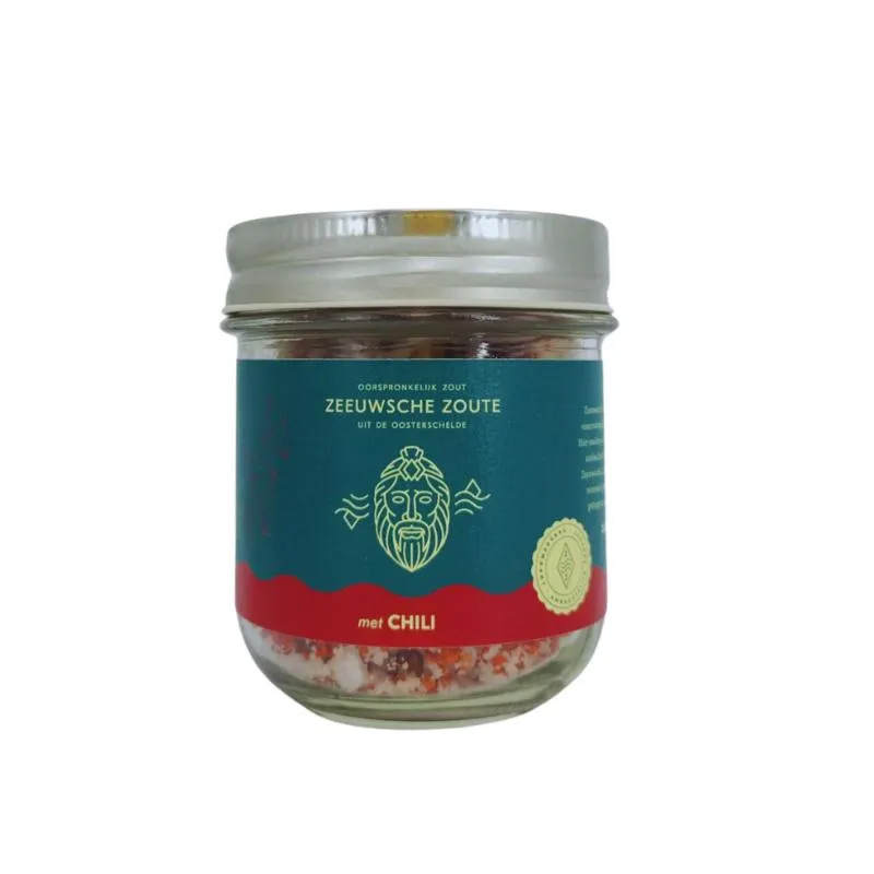 Zeeuwsche Zoute Zout Met Chili Glazen Pot (100 gr)