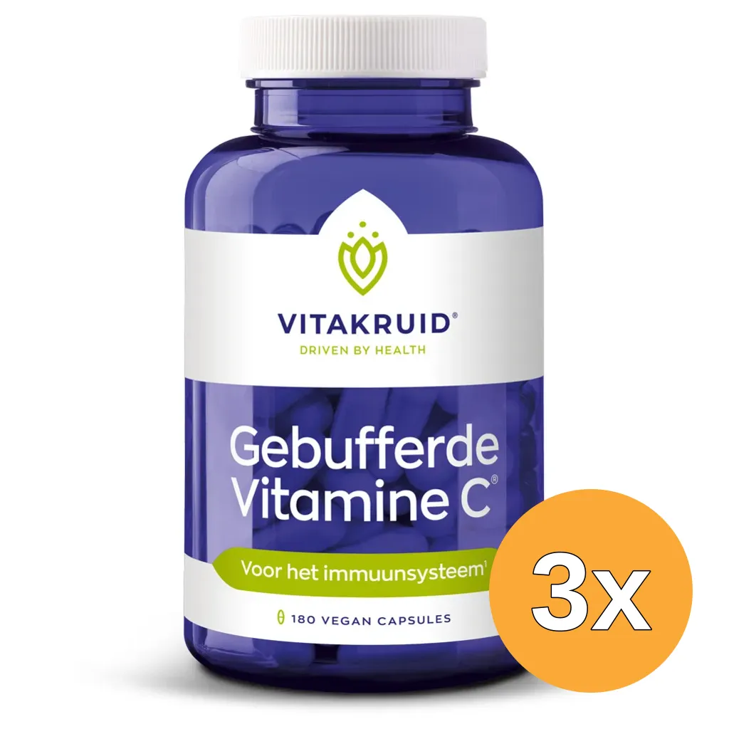 3x Vitakruid Gebufferde Vitamine C (180 vega capsules)