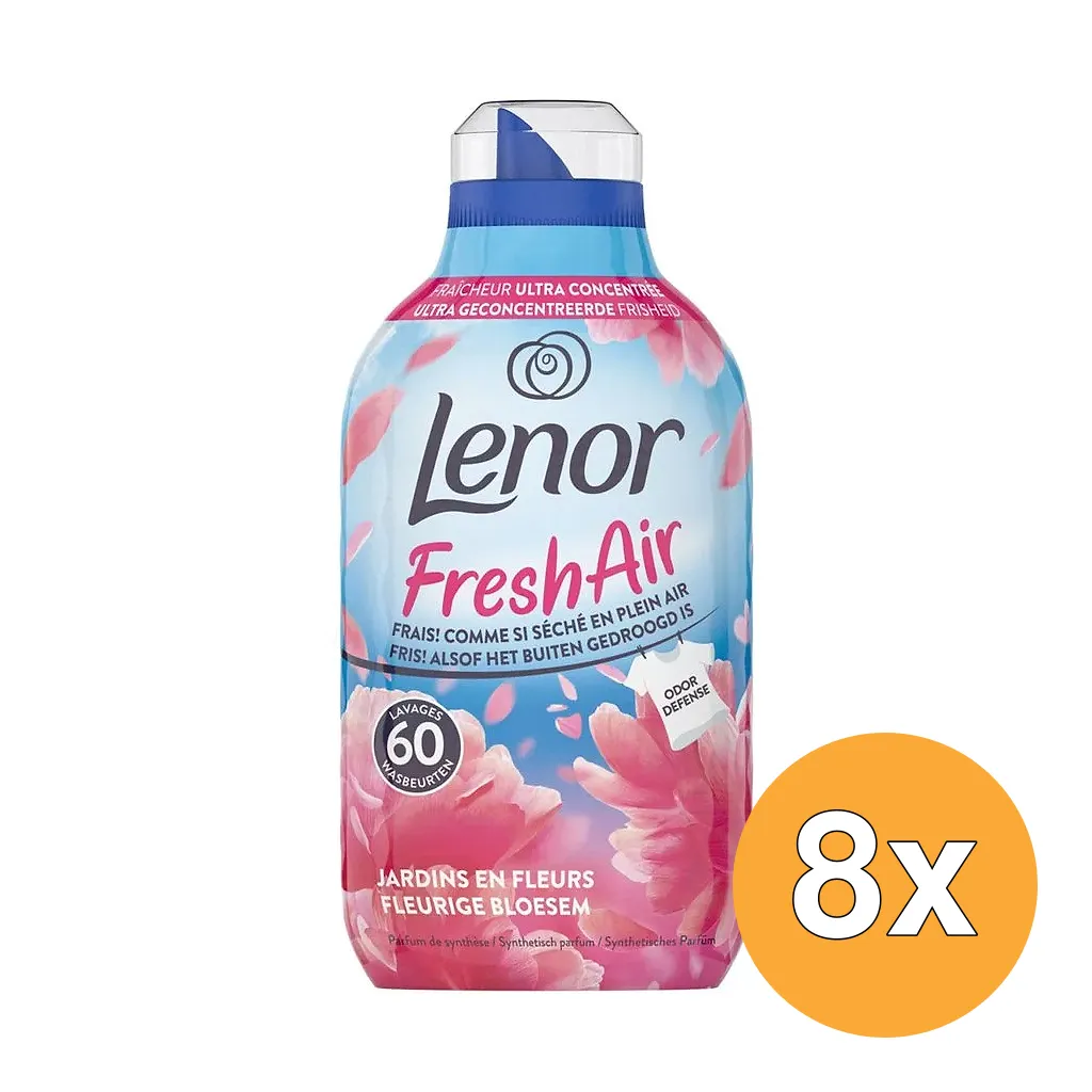 8x Lenor Wasverzachter Fresh Air Bloesem 60 Wasbeurten (840 ml)