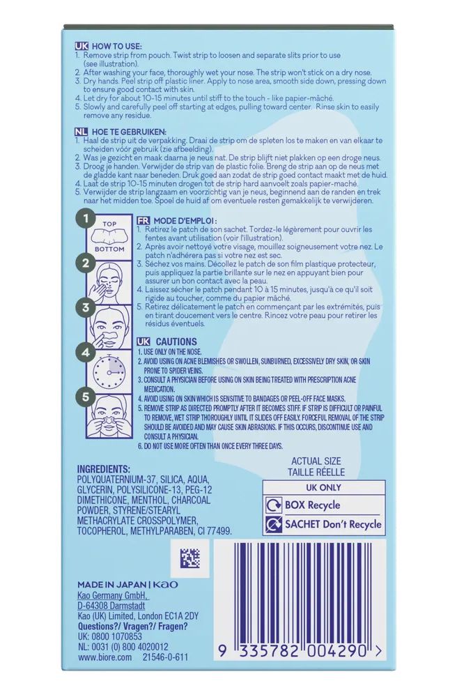 Biore Porie-strips Neus Houtskool Vette Huid (6 stuks)