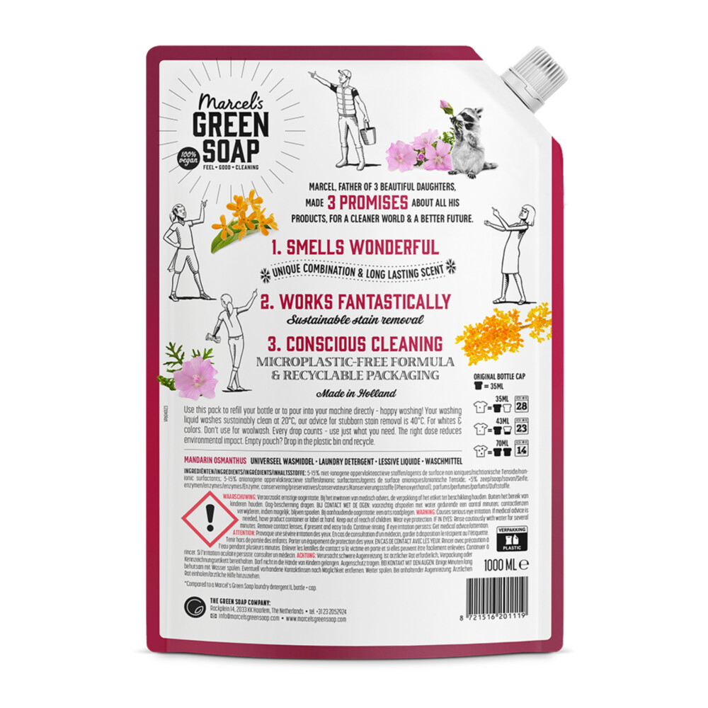Marcel's Green Soap Wasmiddel Mandarijn & Osmanthus Navulling (1000 ml)