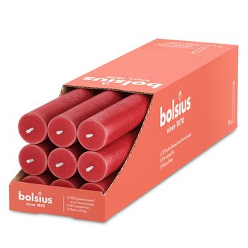 Bolsius - Rustiek Tafelkaars Delicate Red (9 stuks)
