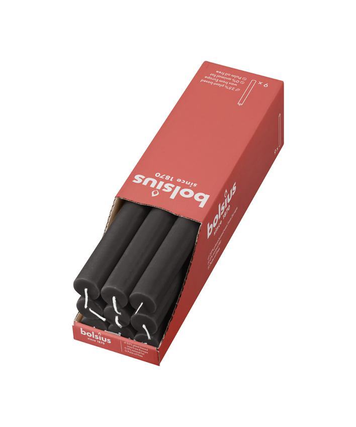 Bolsius - Rustiek Tafelkaars Stormey Grey (9 stuks)