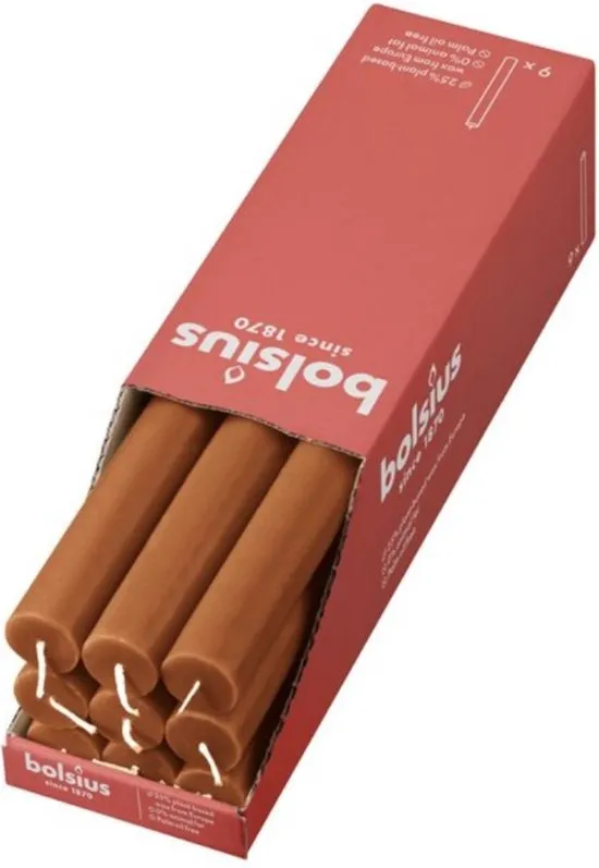 Bolsius - Rustiek Tafelkaars Spice Brown (9 stuks)