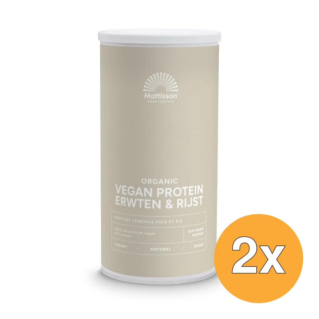 2x Mattisson Vegan Protein Erwten & Rijst Naturel Bio (500 gr)
