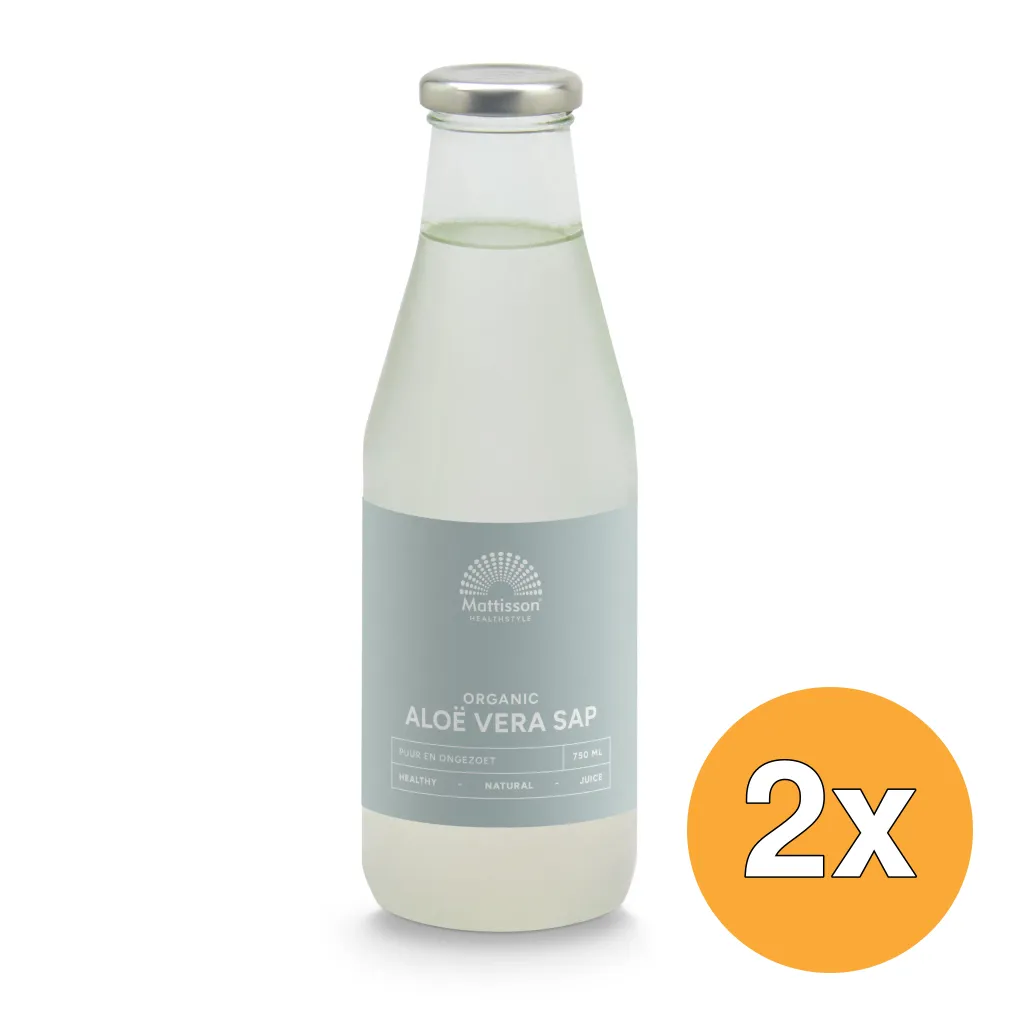 2x Mattisson Aloe Vera Juice Puur Sap Bio (750 ml)