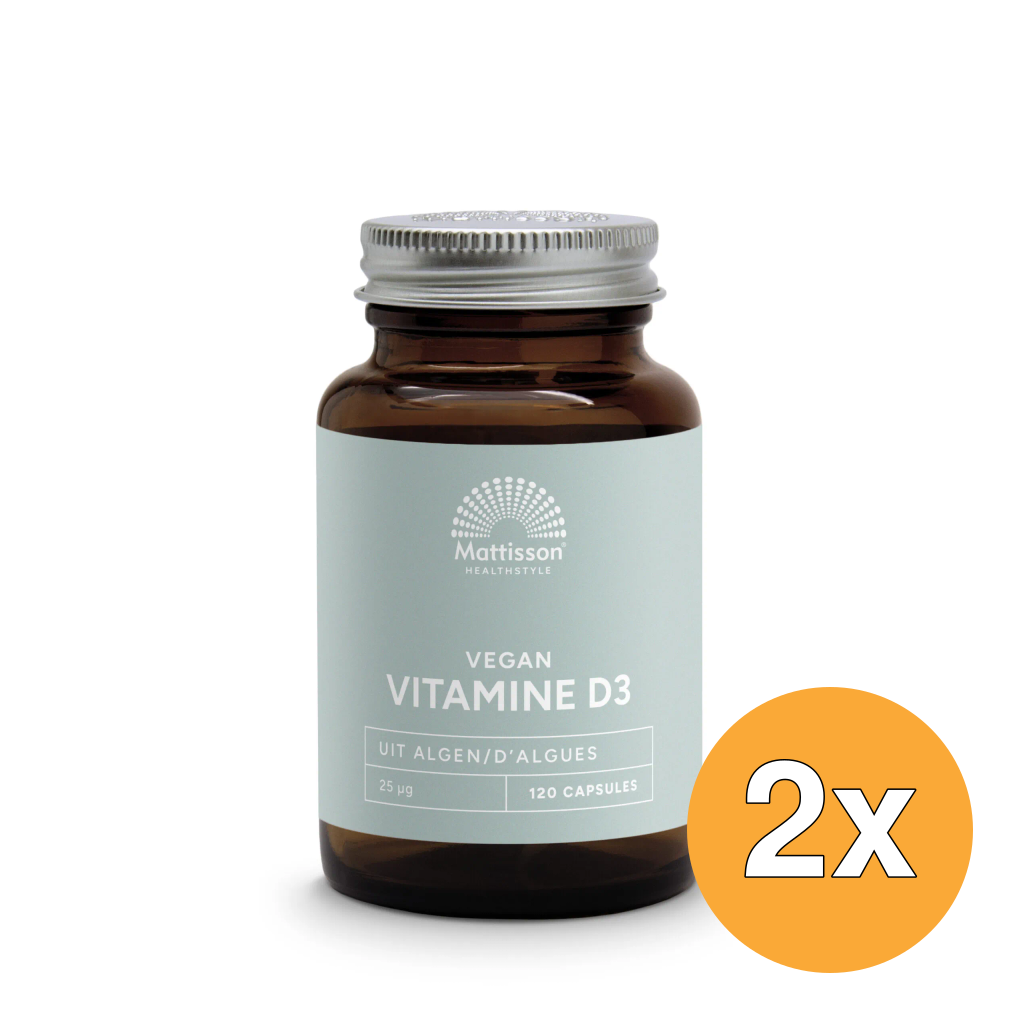 2x Mattisson Vegan Vitamine D3 25Mcg/1000Ie (120 capsules)