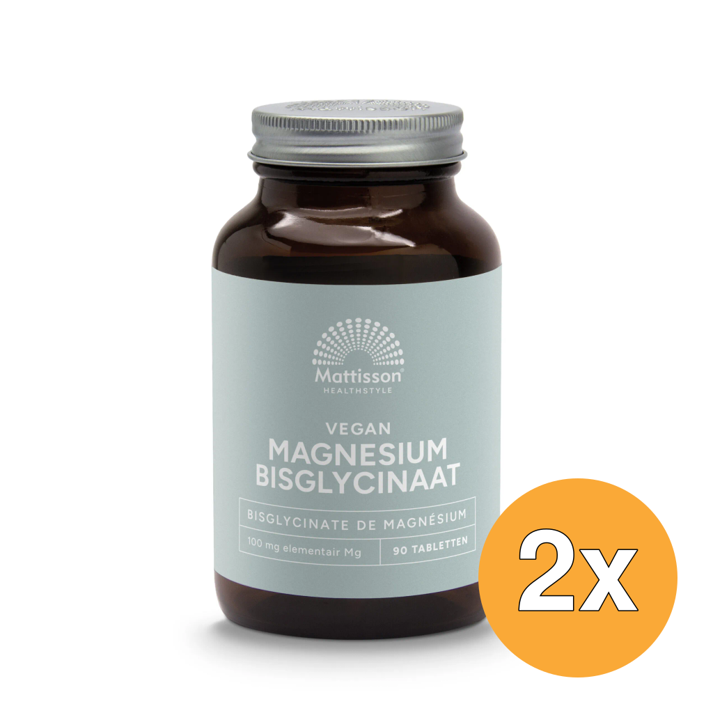 2x Mattisson Magnesium Bisglycinaat 100Mg Taurine (90 tabletten)