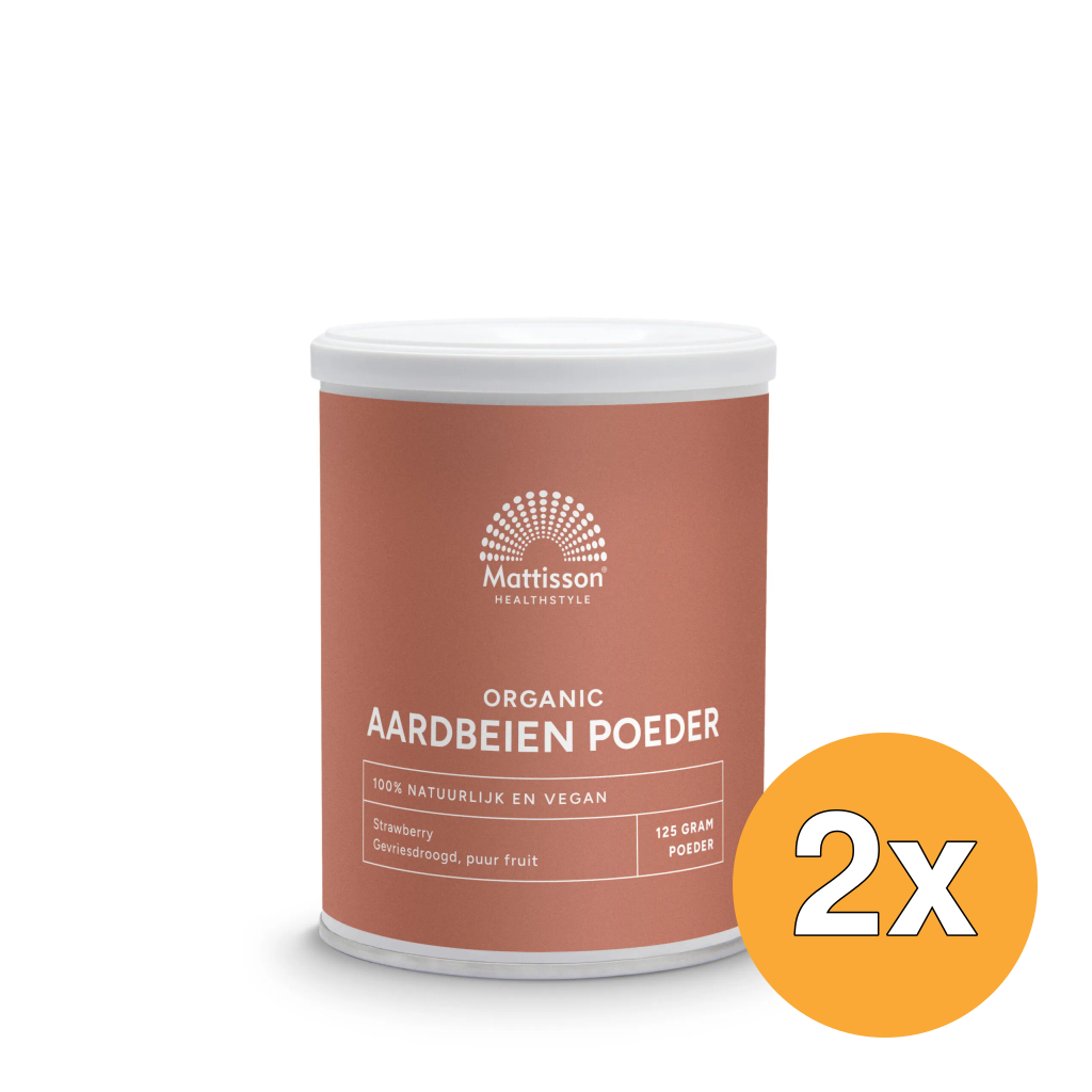 2x Mattisson Biologische Aardbeien Poeder Gevriesdroogd (125 gr)