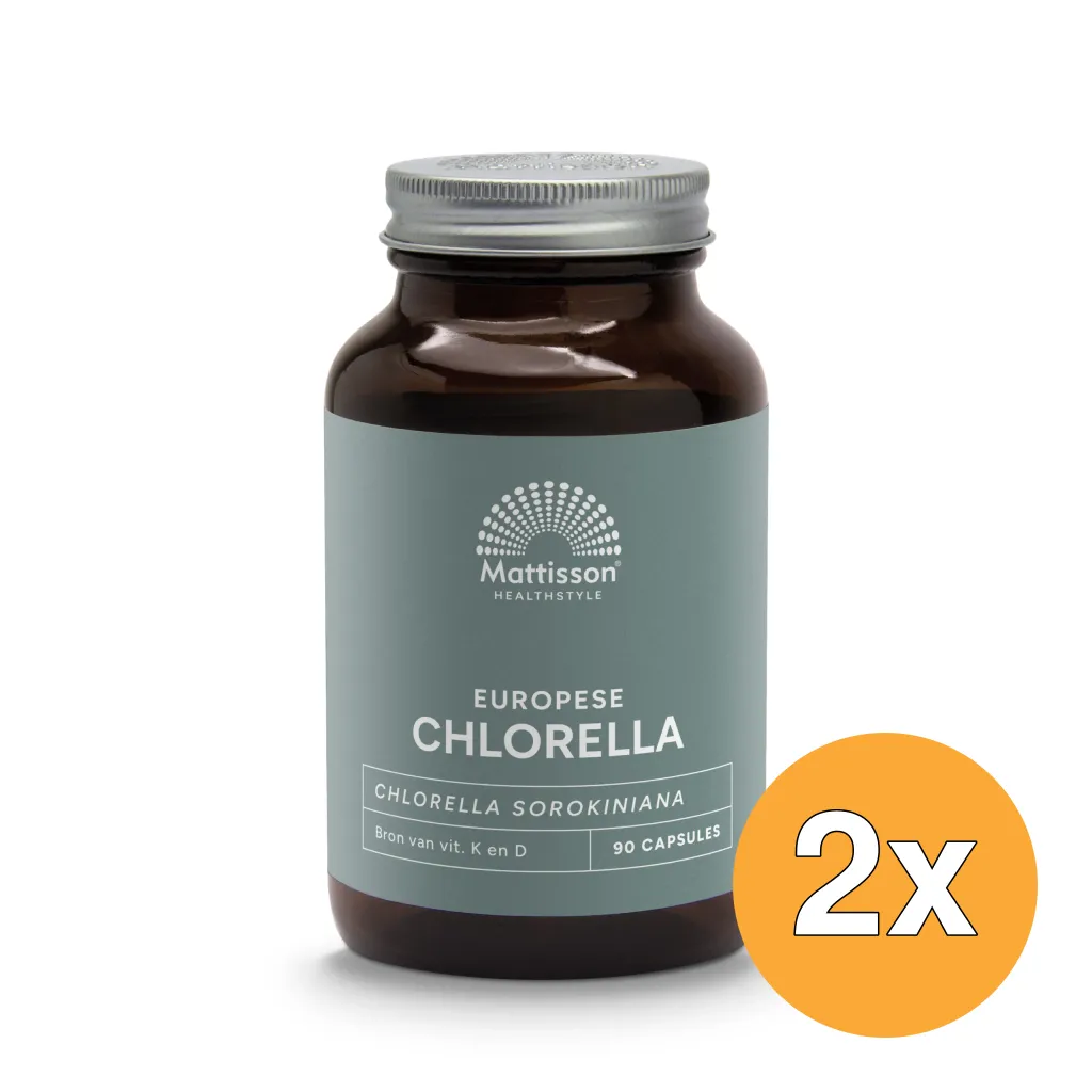 2x Mattisson Europese Chlorella 775Mg Bio (90 vega capsules)