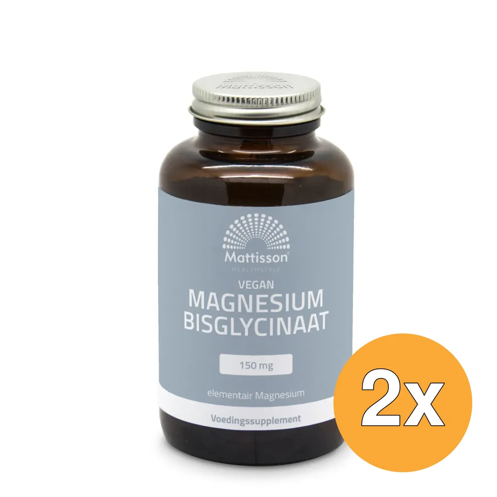 2x Mattisson Vegan Magnesium Bislgycinaat 150 Mg (120 capsules)