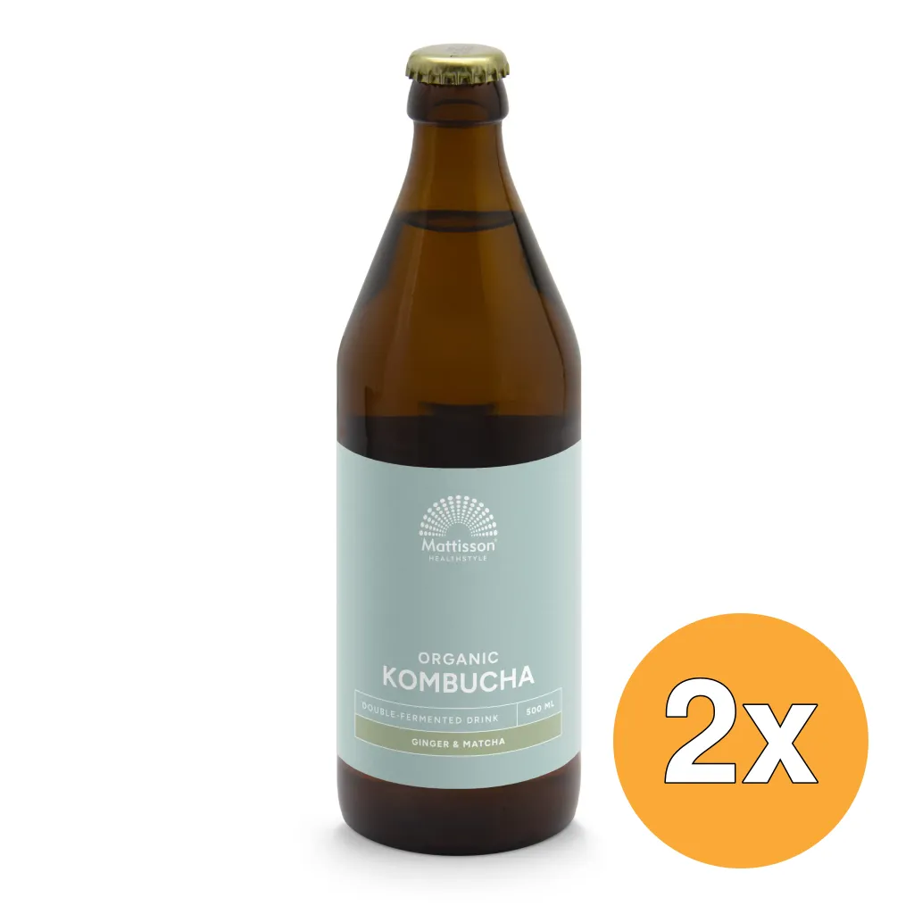 2x Mattisson Kombucha Ginger & Matcha Double Fermented Bio (500 ml)