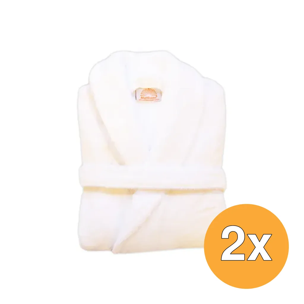 2x Mattisson Badjas White Biokatoen Maat L (1 stuk)