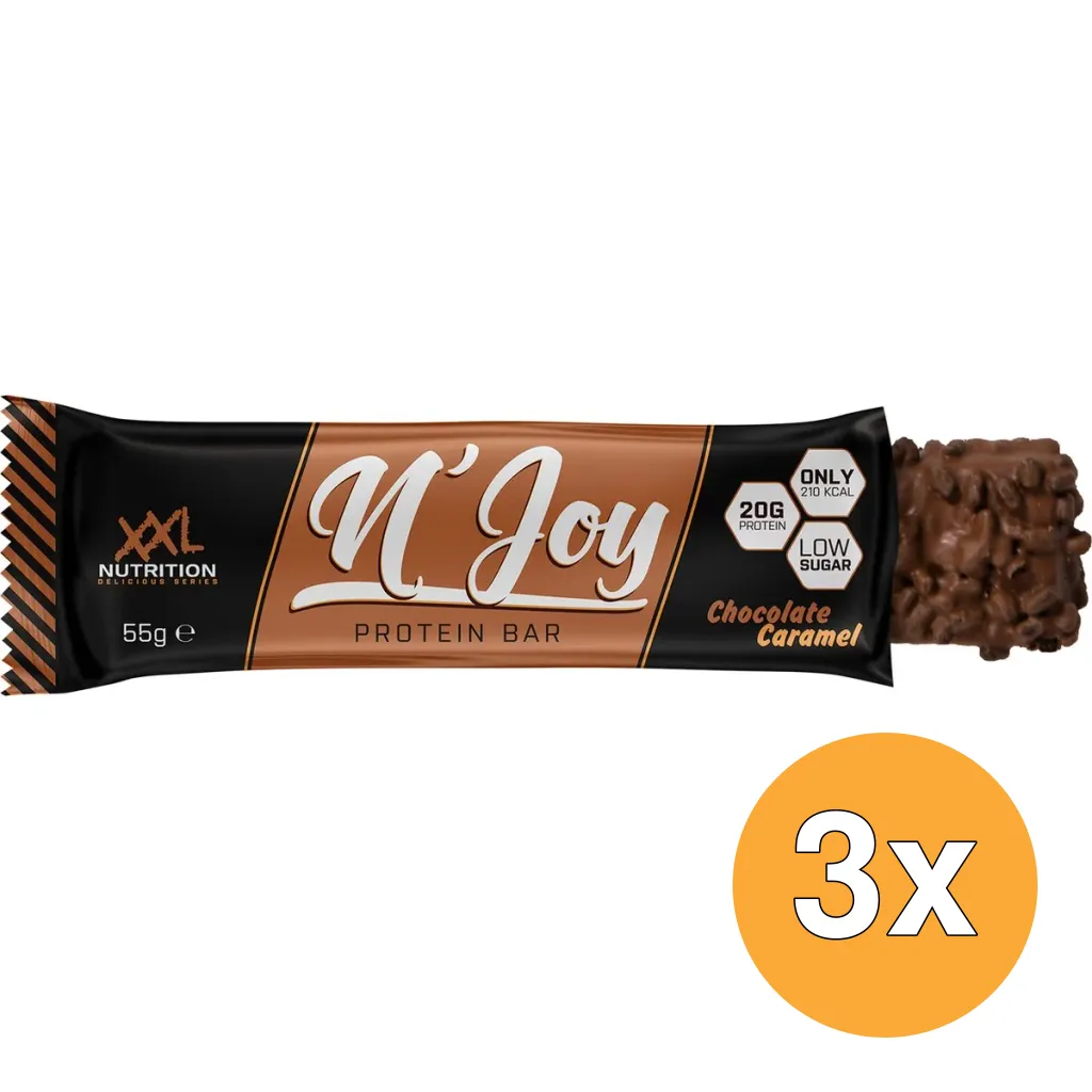 3x XXL Nutrition N'Joy Protein Bar Chocolate Caramel (55 gr)