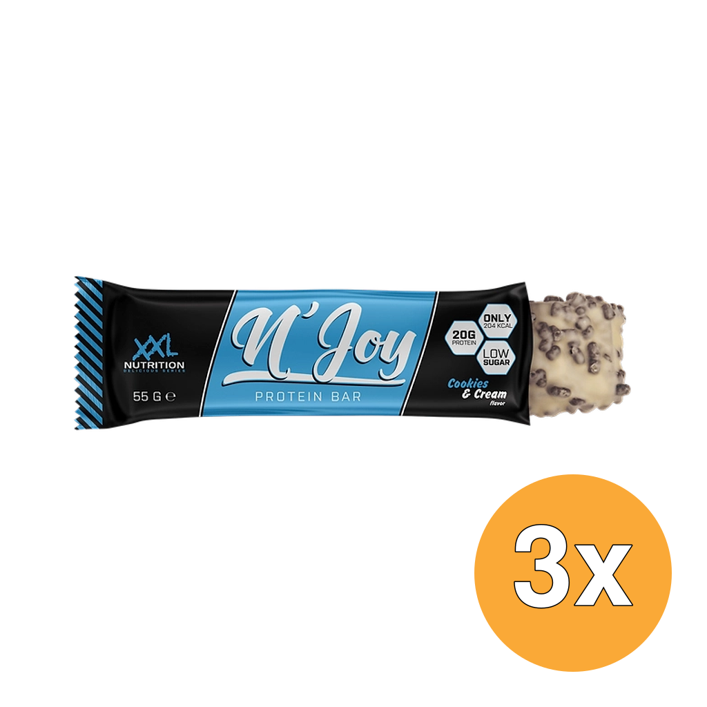 3x XXL Nutrition N'Joy Protein Bar Cookies & Cream (55 gr)