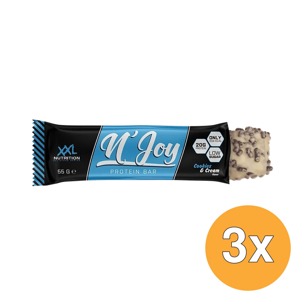 3x XXL Nutrition N'Joy Protein Bar Cookies & Cream (55 gr)