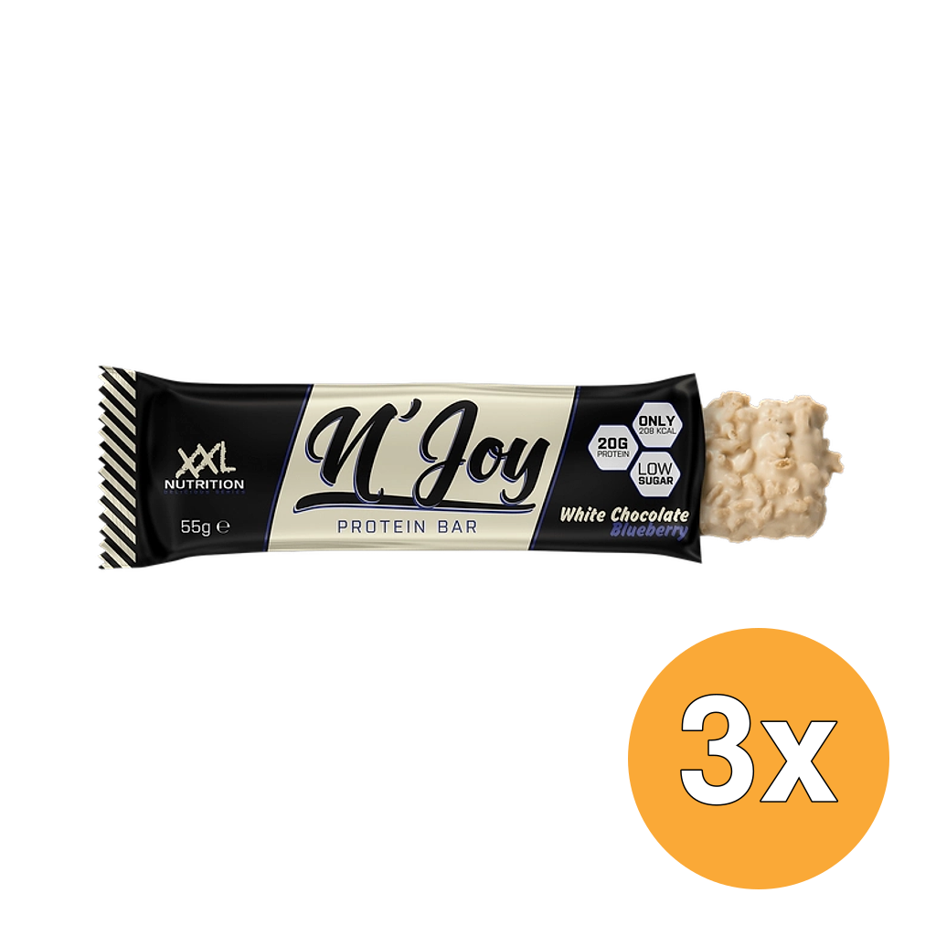 3x Xxl Nutrition N'Joy Protein Bar Witte Chocolade Blueberry (55 gr)
