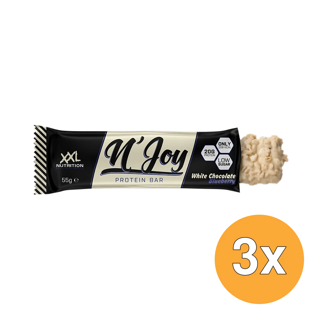 3x Xxl Nutrition N'Joy Protein Bar Witte Chocolade Blueberry (55 gr)
