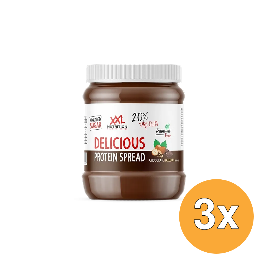 3x XXL Nutrition Delicious Protein Spread - Chocolade / Hazelnoot (330 gr)