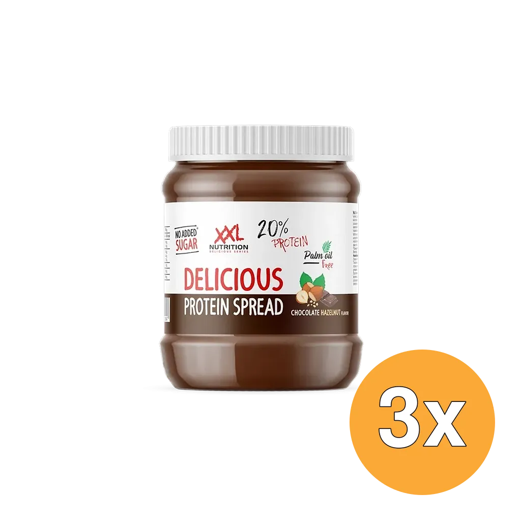 3x XXL Nutrition Delicious Protein Spread - Chocolade / Hazelnoot (330 gr)