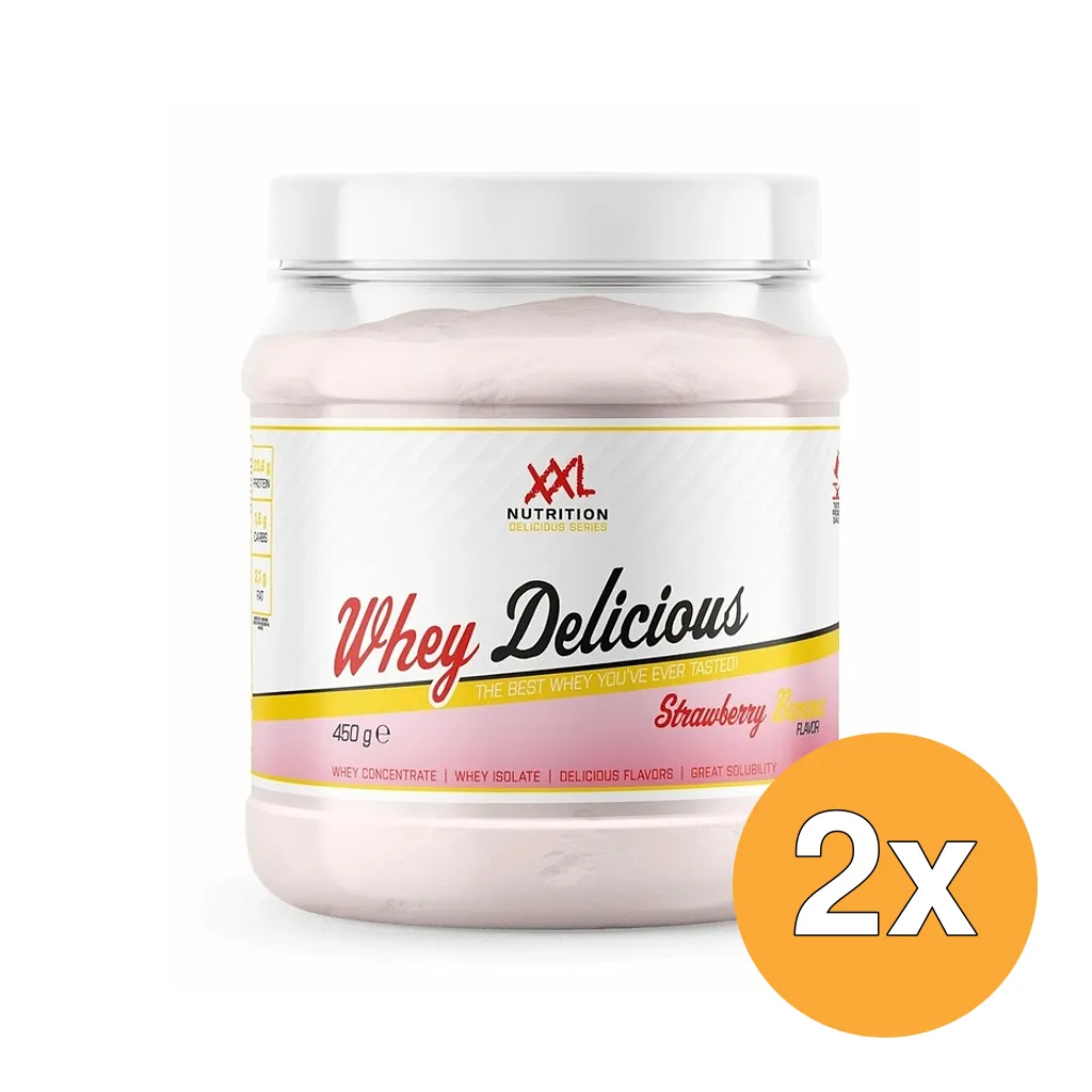 2x XXL Nutrition Whey Delicious Aardbei Banaan (450 gr)