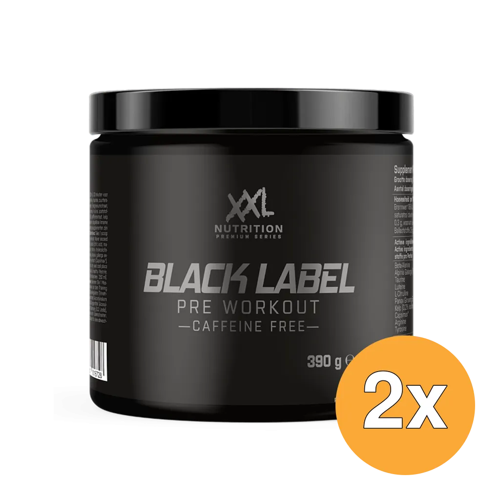 2x XXL Nutrition Black Label Pre Workout Orange Fruit (Cafeïnevrij) (390 gr)