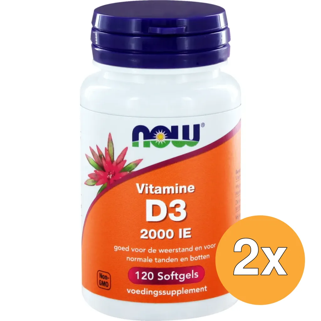 2x Now Vitamine D3 2000IE (120 softgels)