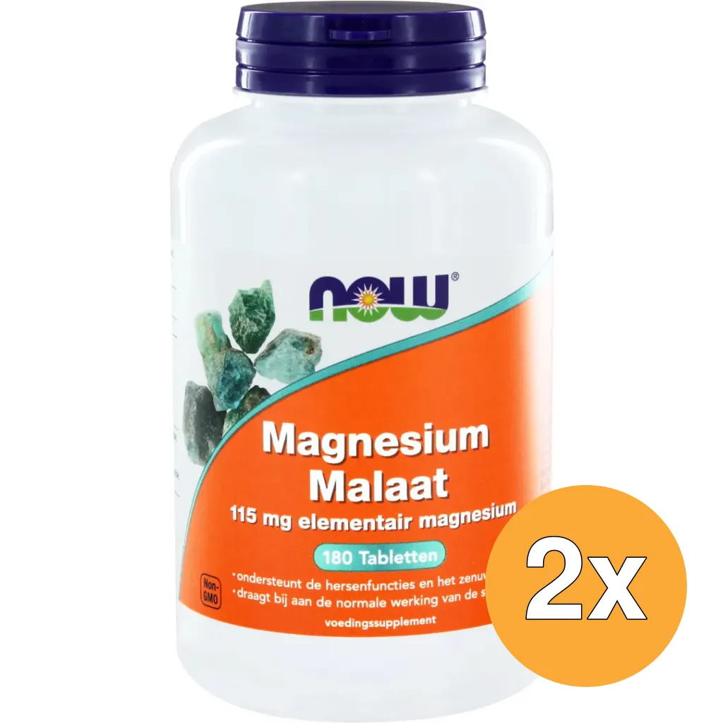 2x Now Magnesium malaat 115 mg (180 tabletten)