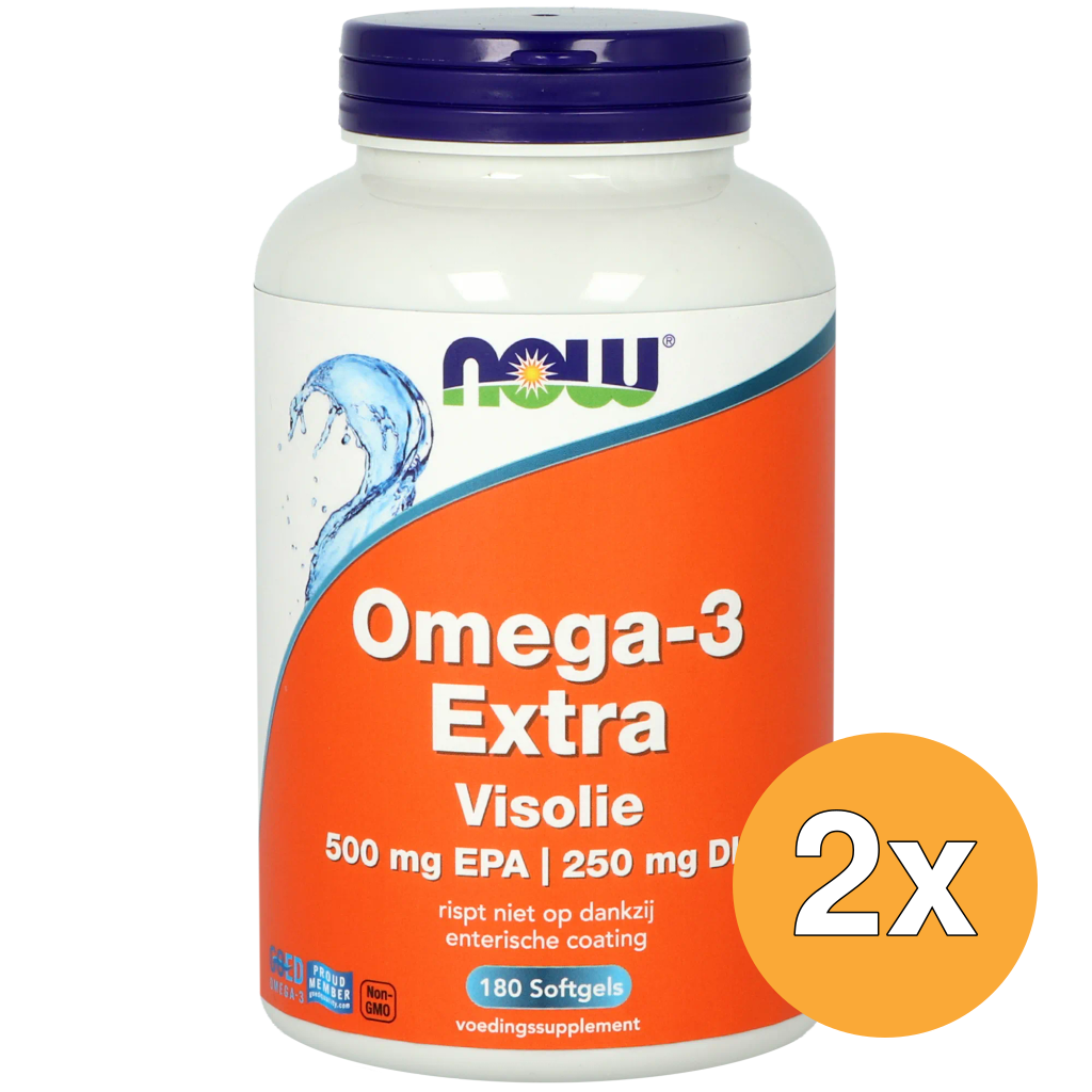 2x Now Omega-3 Extra Visolie 500 mg EPA 250 mg DHA (180 softgels)