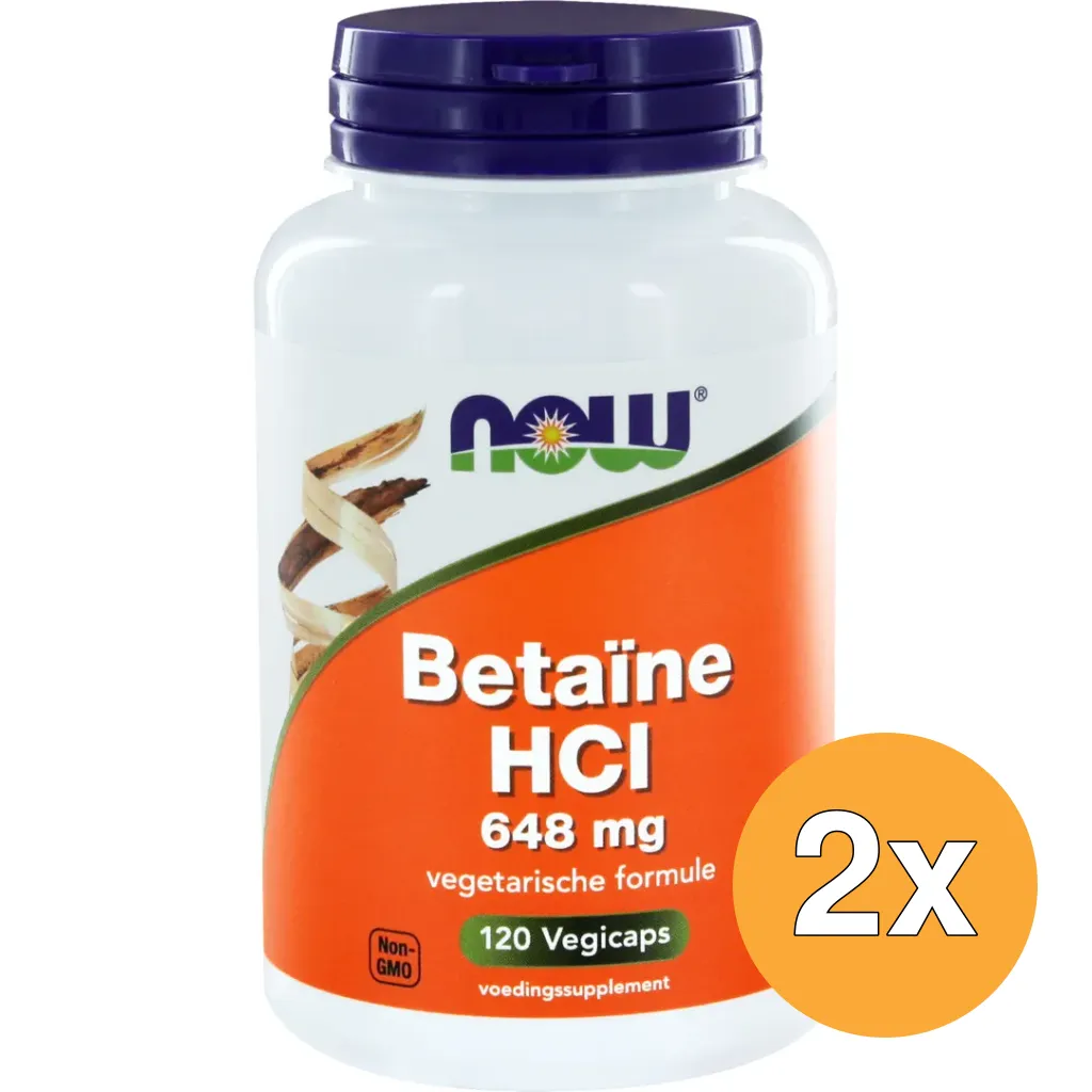 2x Now Betaine Hcl 648 Mg (120 vega capsules)