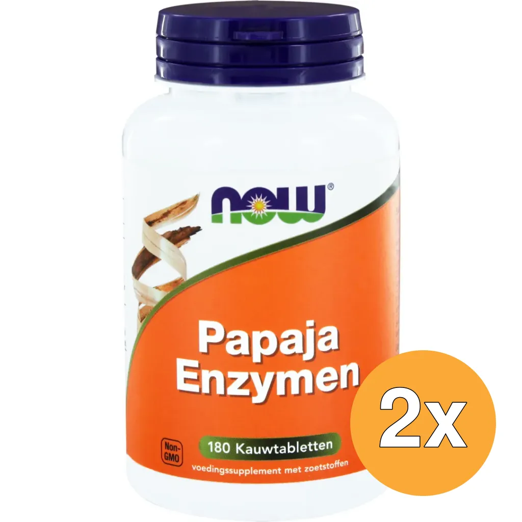 2x Now Papaya enzymen (180 kauwtabletten)